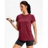 imageWorkout Shirts for Women Lightweight HipLength Long Tshirts Dry Fit Short Sleeve Athletic Tops Gym Running Summer CasualHeather Red