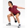 imageWorkout Shirts for Women Lightweight HipLength Long Tshirts Dry Fit Short Sleeve Athletic Tops Gym Running Summer CasualHeather Red