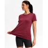 imageWorkout Shirts for Women Lightweight HipLength Long Tshirts Dry Fit Short Sleeve Athletic Tops Gym Running Summer CasualHeather Red