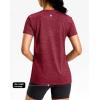 imageWorkout Shirts for Women Lightweight HipLength Long Tshirts Dry Fit Short Sleeve Athletic Tops Gym Running Summer CasualHeather Red