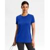 imageWorkout Shirts for Women Lightweight HipLength Long Tshirts Dry Fit Short Sleeve Athletic Tops Gym Running Summer CasualHeather Royal Blue