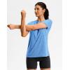 imageWorkout Shirts for Women Lightweight HipLength Long Tshirts Dry Fit Short Sleeve Athletic Tops Gym Running Summer CasualHeather Sky Blue