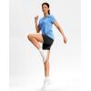 imageWorkout Shirts for Women Lightweight HipLength Long Tshirts Dry Fit Short Sleeve Athletic Tops Gym Running Summer CasualHeather Sky Blue