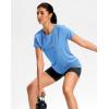 imageWorkout Shirts for Women Lightweight HipLength Long Tshirts Dry Fit Short Sleeve Athletic Tops Gym Running Summer CasualHeather Sky Blue