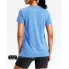 imageWorkout Shirts for Women Lightweight HipLength Long Tshirts Dry Fit Short Sleeve Athletic Tops Gym Running Summer CasualHeather Sky Blue
