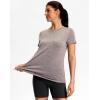 imageWorkout Shirts for Women Lightweight HipLength Long Tshirts Dry Fit Short Sleeve Athletic Tops Gym Running Summer CasualHeather Taupe