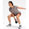 imageWorkout Shirts for Women Lightweight HipLength Long Tshirts Dry Fit Short Sleeve Athletic Tops Gym Running Summer CasualHeather Taupe