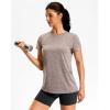imageWorkout Shirts for Women Lightweight HipLength Long Tshirts Dry Fit Short Sleeve Athletic Tops Gym Running Summer CasualHeather Taupe