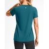 imageWorkout Shirts for Women Lightweight HipLength Long Tshirts Dry Fit Short Sleeve Athletic Tops Gym Running Summer CasualTeal