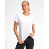 imageWorkout Shirts for Women Lightweight HipLength Long Tshirts Dry Fit Short Sleeve Athletic Tops Gym Running Summer CasualWhite
