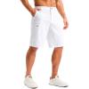 imageG Gradual Mens Shorts 11 Long with 4 Pockets Lightweight Knee Length Elastic Waist Quick Dry Casual Golf Work Shorts White M