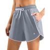 imageG Gradual Womens 5 Swim Shorts Zipper Pockets Quick Dry Board Shorts Bathing Suit Bottom with Liner Running Athletic ShortsLight Grey