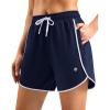 imageG Gradual Womens 5 Swim Shorts Zipper Pockets Quick Dry Board Shorts Bathing Suit Bottom with Liner Running Athletic ShortsNavy