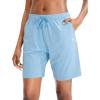 imageG Gradual Womens 7  9 Shorts with Deep Pockets Elastic Waist Bermuda Jersey Long Shorts for Woman Lounge WalkingBlue