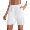 imageG Gradual Womens 7  9 Shorts with Deep Pockets Elastic Waist Bermuda Jersey Long Shorts for Woman Lounge WalkingWhite