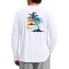 imageMens Sun Protection Shirts UPF 50 Rash Guard for Men Swim Long Sleeve Hiking Fishing Athletic Workout ShirtWhite Coconut Tree