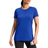 imageWorkout Shirts for Women Lightweight HipLength Long Tshirts Dry Fit Short Sleeve Athletic Tops Gym Running Summer CasualHeather Royal Blue