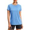 imageWorkout Shirts for Women Lightweight HipLength Long Tshirts Dry Fit Short Sleeve Athletic Tops Gym Running Summer CasualHeather Sky Blue