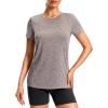 imageWorkout Shirts for Women Lightweight HipLength Long Tshirts Dry Fit Short Sleeve Athletic Tops Gym Running Summer CasualHeather Taupe