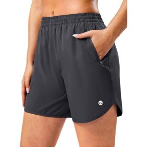 imageG Gradual 57 Athletic Running Shorts for Women 2 Zipper Pockets Lightweight Workout Gym Summer Dolphin Shorts with LinerDark Grey