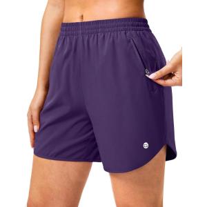 imageG Gradual 57 Athletic Running Shorts for Women 2 Zipper Pockets Lightweight Workout Gym Summer Dolphin Shorts with LinerDeep Purple