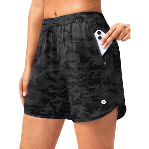 imageG Gradual 57 Athletic Running Shorts for Women 2 Zipper Pockets Lightweight Workout Gym Summer Dolphin Shorts with LinerGrey Camo