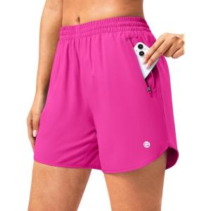imageG Gradual 57 Athletic Running Shorts for Women 2 Zipper Pockets Lightweight Workout Gym Summer Dolphin Shorts with LinerRose