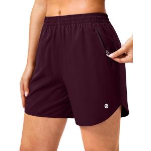 imageG Gradual 57 Athletic Running Shorts for Women 2 Zipper Pockets Lightweight Workout Gym Summer Dolphin Shorts with LinerWine
