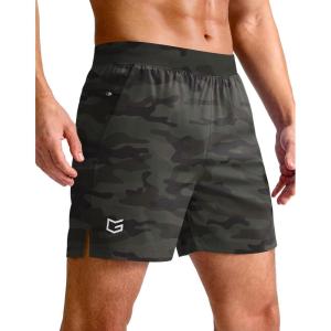imageG Gradual Mens Athletic Running Shorts 759 Zipper Pocket Lightweight Workout Gym Quick Dry Shorts Golf Tennis HikingGreen Camo