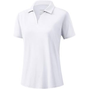 imageG Gradual Polo Shirts for Women Short Sleeve Golf Shirts V Neck Collared Top Cooling Lightweight UPF 50 Tennis Work Dry FitAwhite