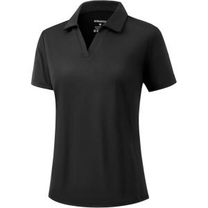imageG Gradual Polo Shirts for Women Short Sleeve Golf Shirts V Neck Collared Top Cooling Lightweight UPF 50 Tennis Work Dry FitBlack