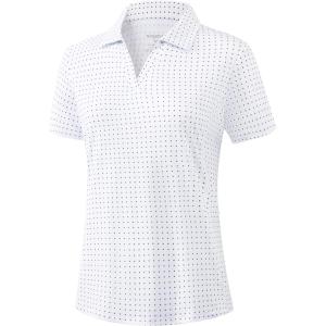 imageG Gradual Polo Shirts for Women Short Sleeve Golf Shirts V Neck Collared Top Cooling Lightweight UPF 50 Tennis Work Dry FitBlack Dot