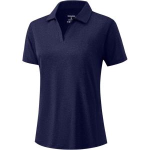 imageG Gradual Polo Shirts for Women Short Sleeve Golf Shirts V Neck Collared Top Cooling Lightweight UPF 50 Tennis Work Dry FitHeather Navy
