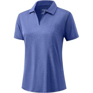 imageG Gradual Polo Shirts for Women Short Sleeve Golf Shirts V Neck Collared Top Cooling Lightweight UPF 50 Tennis Work Dry FitHeather Royal Blue