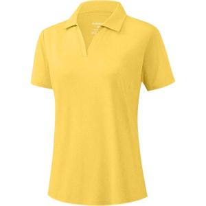 imageG Gradual Polo Shirts for Women Short Sleeve Golf Shirts V Neck Collared Top Cooling Lightweight UPF 50 Tennis Work Dry FitHeather Yellow