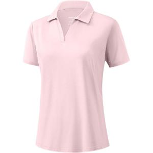 imageG Gradual Polo Shirts for Women Short Sleeve Golf Shirts V Neck Collared Top Cooling Lightweight UPF 50 Tennis Work Dry FitPeach