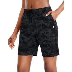 imageG Gradual Womens 7  9 Shorts with Deep Pockets Elastic Waist Bermuda Jersey Long Shorts for Woman Lounge WalkingBlack Camo