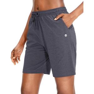 imageG Gradual Womens 7  9 Shorts with Deep Pockets Elastic Waist Bermuda Jersey Long Shorts for Woman Lounge WalkingCharcoal
