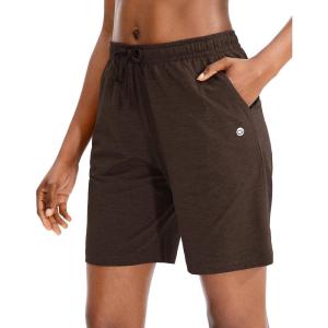 imageG Gradual Womens 7  9 Shorts with Deep Pockets Elastic Waist Bermuda Jersey Long Shorts for Woman Lounge WalkingCoffee