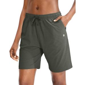 imageG Gradual Womens 7  9 Shorts with Deep Pockets Elastic Waist Bermuda Jersey Long Shorts for Woman Lounge WalkingDark Green