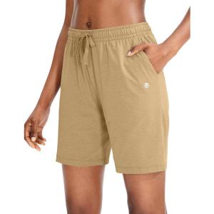 imageG Gradual Womens 7  9 Shorts with Deep Pockets Elastic Waist Bermuda Jersey Long Shorts for Woman Lounge WalkingDark Khaki