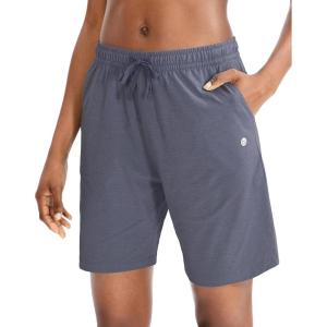 imageG Gradual Womens 7  9 Shorts with Deep Pockets Elastic Waist Bermuda Jersey Long Shorts for Woman Lounge WalkingDust Blue