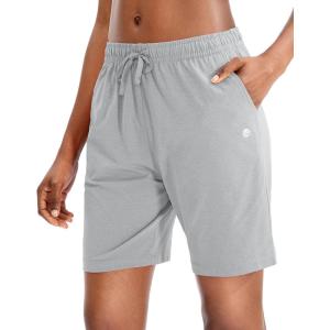 imageG Gradual Womens 7  9 Shorts with Deep Pockets Elastic Waist Bermuda Jersey Long Shorts for Woman Lounge WalkingGrey