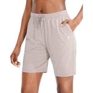 imageG Gradual Womens 7  9 Shorts with Deep Pockets Elastic Waist Bermuda Jersey Long Shorts for Woman Lounge WalkingKhaki