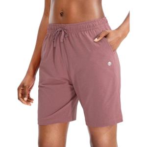 imageG Gradual Womens 7  9 Shorts with Deep Pockets Elastic Waist Bermuda Jersey Long Shorts for Woman Lounge WalkingPink