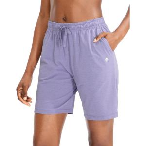 imageG Gradual Womens 7  9 Shorts with Deep Pockets Elastic Waist Bermuda Jersey Long Shorts for Woman Lounge WalkingPurple