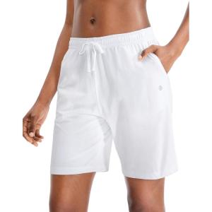 imageG Gradual Womens 7  9 Shorts with Deep Pockets Elastic Waist Bermuda Jersey Long Shorts for Woman Lounge WalkingWhite