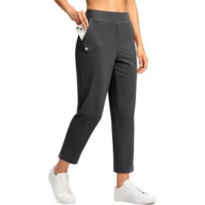 imageG Gradual Womens Pants Ankle 78 Golf Pants 3 Pockets Stretchy Travel Pants Inner Drawstring for Work Business CasualDark Grey