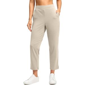 imageG Gradual Womens Pants Ankle 78 Golf Pants 3 Pockets Stretchy Travel Pants Inner Drawstring for Work Business CasualDusty White
