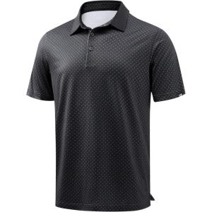 imageMens Golf Polo Shirts Dry Fit Performance Moisture Wicking Casual Print Golf Shirts for Men BreathableBall Holder
